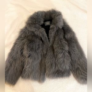 Cool grey blue fur coat